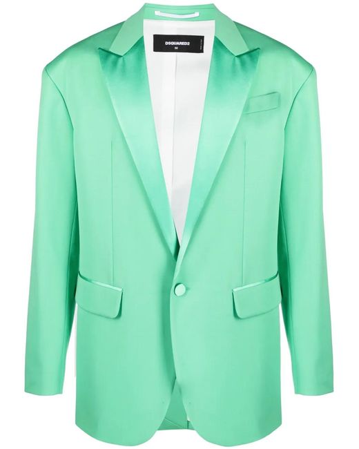 DSquared² Green Single-Breasted Silk Blazer for men