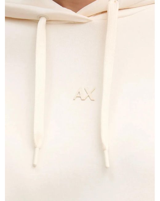 ARMANI EXCHANGE White Logo-Plaque Hoodie