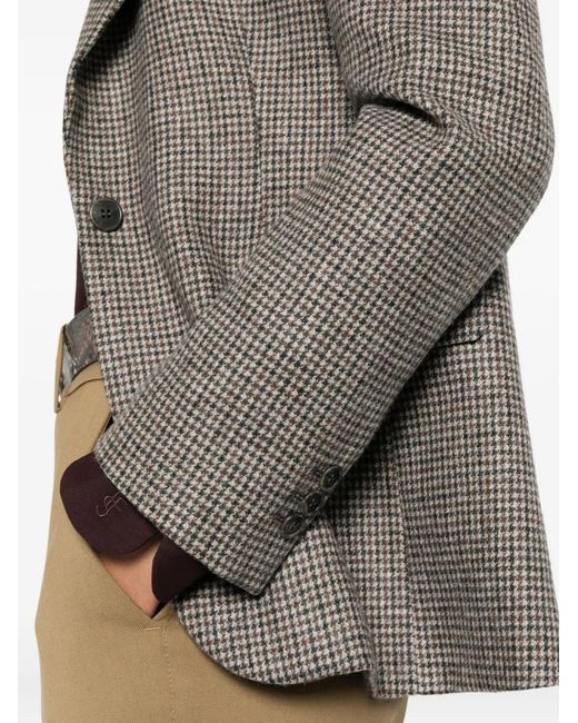 P.A.R.O.S.H. Gray Houndstooth Single-Breasted Blazer