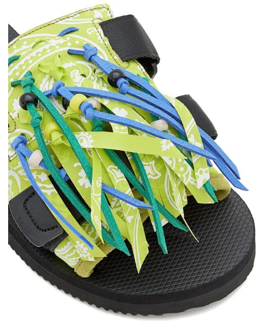 Alanui Green Paisley-Print Fringe Sandals