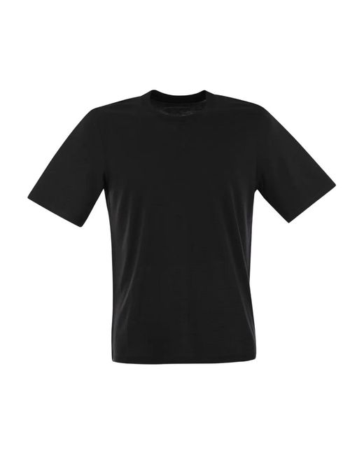 Majestic Filatures Black Crew-Neck Short-Sleeve T-Shirt for men