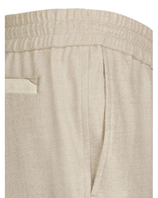 Sease Natural Elasticated-Waist Wool Trousers for men