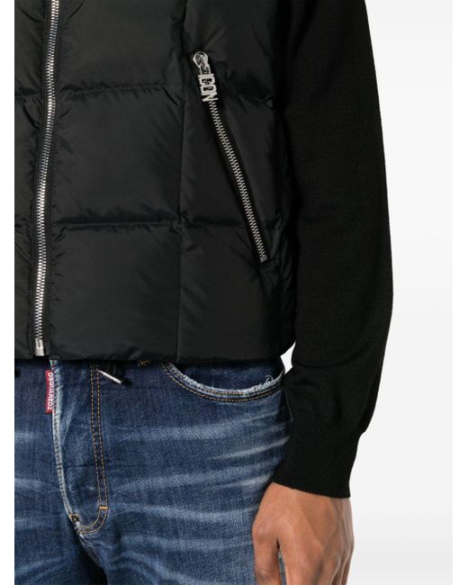 DSquared² Black Icon Funnel-neck Quilted Down Gilet for men
