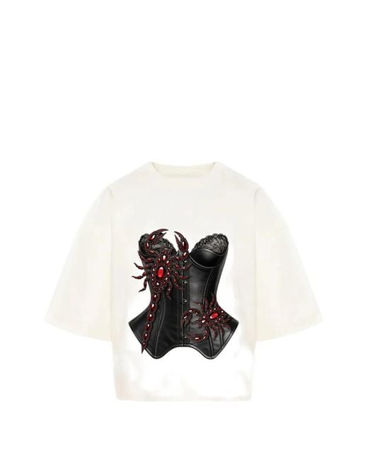 Hamza White Scorpion-Print T-Shirt