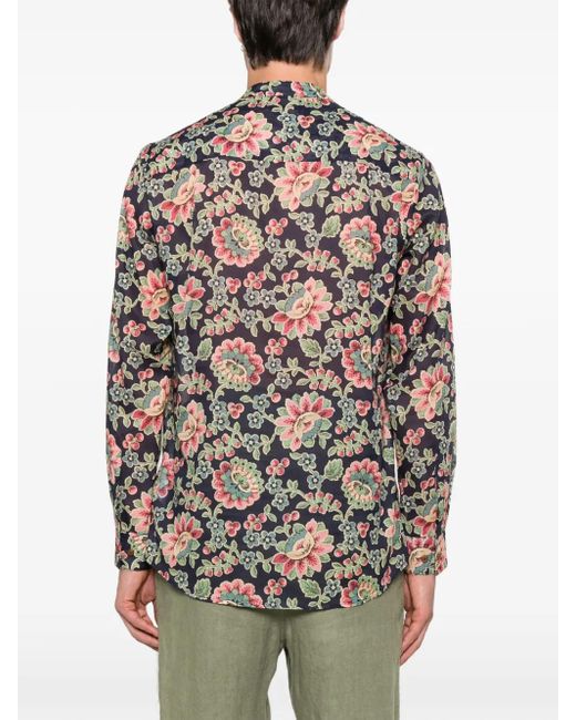 Vivienne Westwood Gray Dark Floral Print Mock Neck Shirt for men