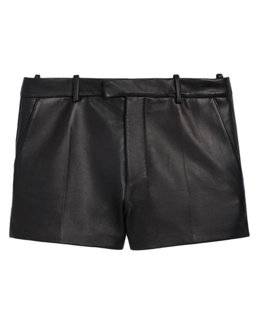 AMI Black Leather Tailored Shorts
