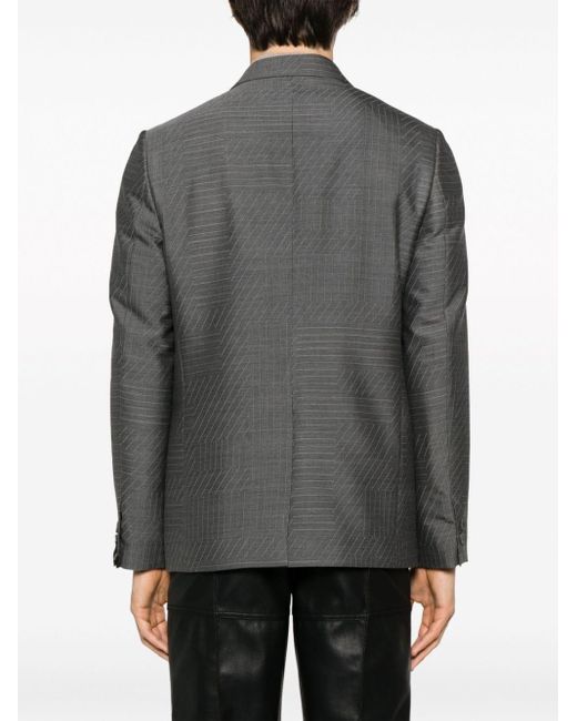 Fendi Black Striped Single-breasted Wool Blazer for men