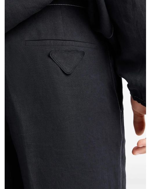 Prada Blue Linen Bermudas for men