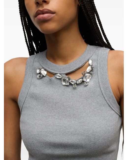 Area Gray Geripptes Tanktop Mit Kristallen