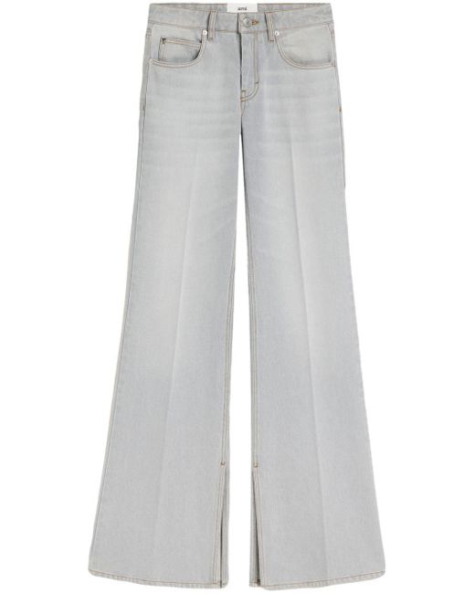 AMI Gray Weite High-Rise-Jeans