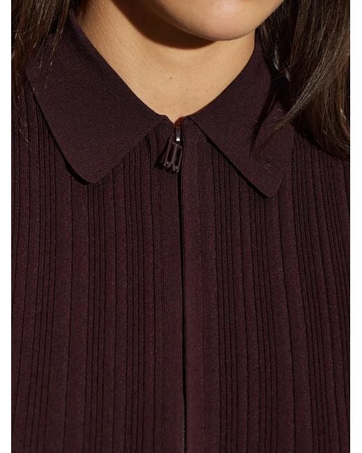 Victoria Beckham Red Ribbed Short-Sleeve Cardigan