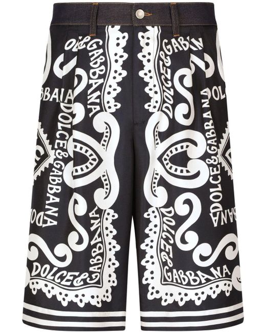 Dolce & Gabbana Bermuda Shorts Met Logoprint in het Black voor heren