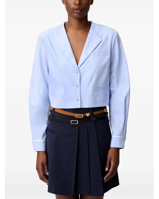Claudie Pierlot Blue Cropped Long-Sleeve Shirt