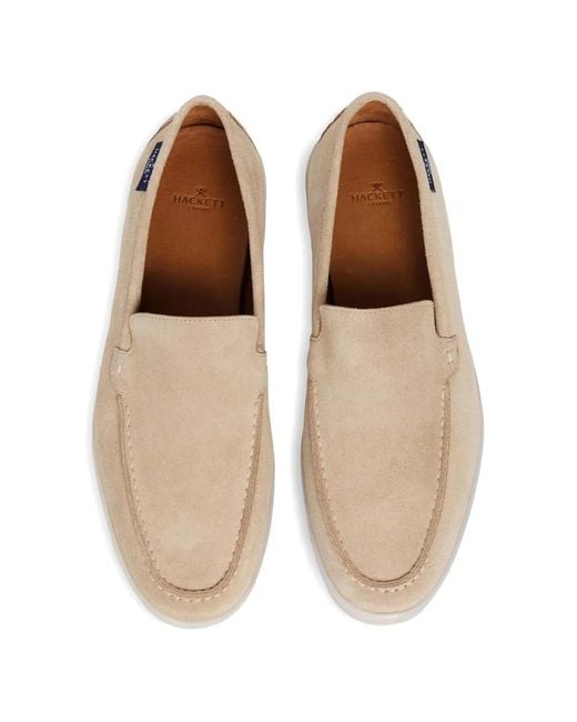 Hackett White Martins Suede Loafers for men