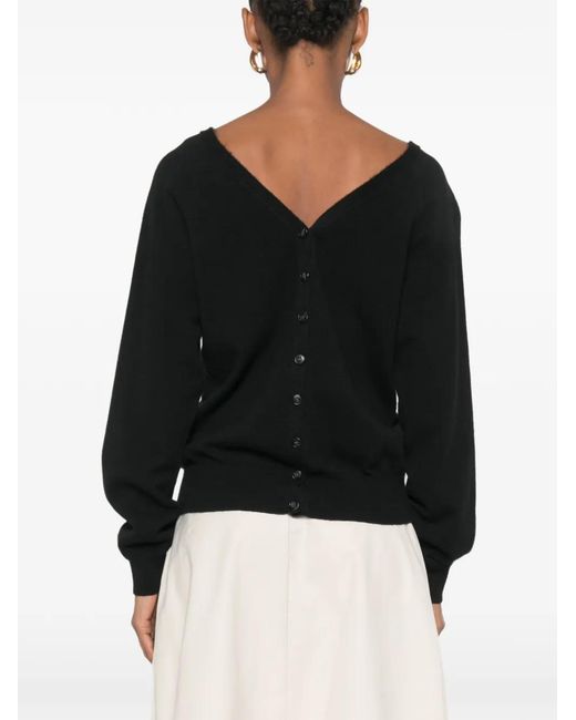 Lisa Yang Black Jiani V-Neck Button-Down Cardigan