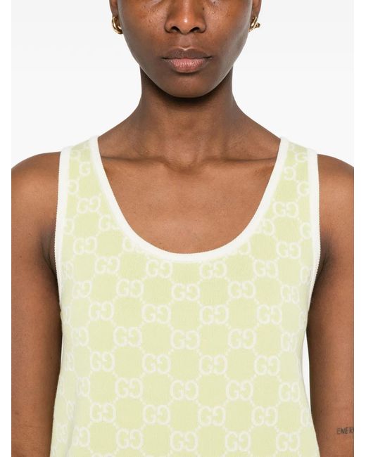 Gucci Yellow Gg-Motif Mini Dress