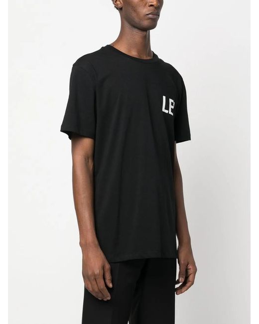 Les Hommes Black Logo-Print Short-Sleeve T-Shirt for men