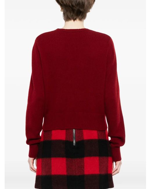 N.Peal Cashmere Red Chunky-Knit Cropped Cardigan