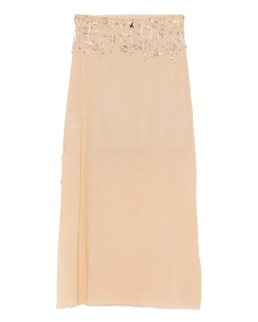 Patrizia Pepe Natural Jeweled Midi Skirt