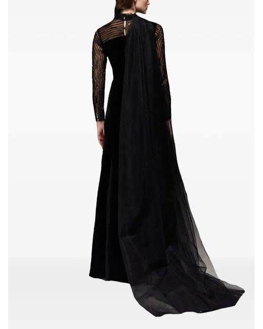 THA SEEN Black Sequin-Embellishment Maxi Dress