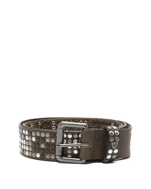 HTC Gray Studded Leather Belt for men