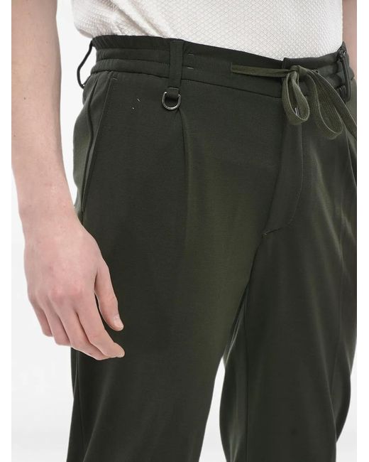 Paolo Pecora Black Drawstring-Waist Pleated Trousers for men