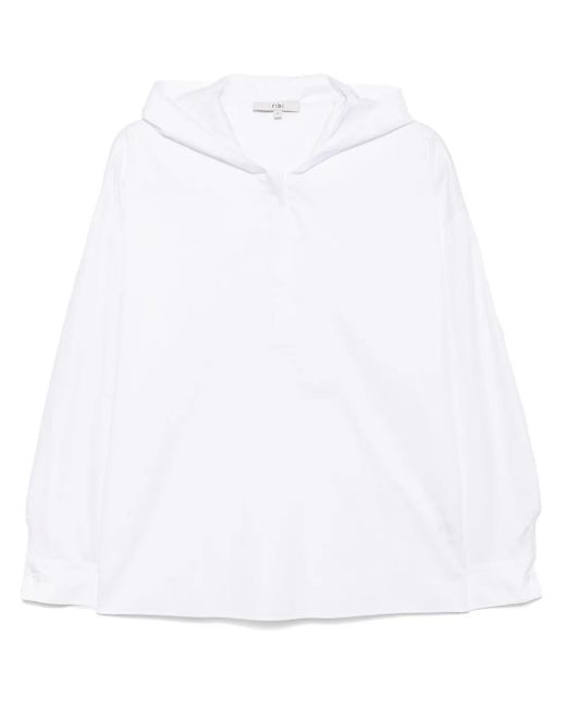 Tibi White Eco Poplin Hooded Shirt