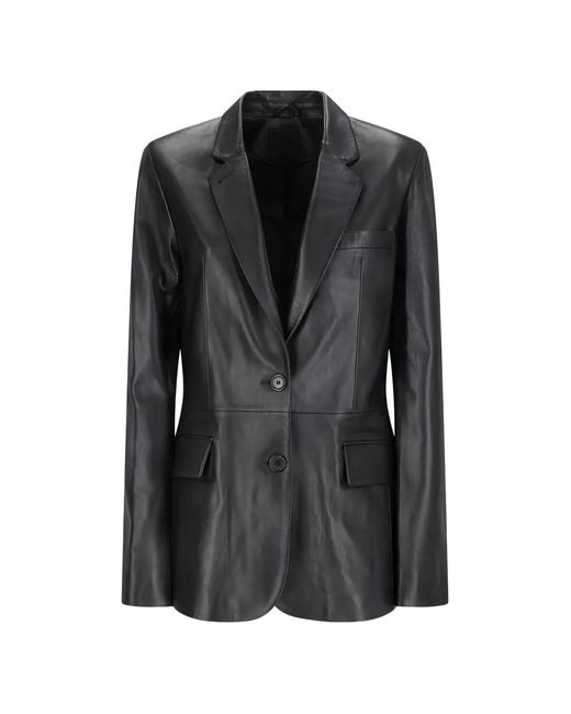 Desa Nineteenseventytwo Black Buttoned Leather Blazer
