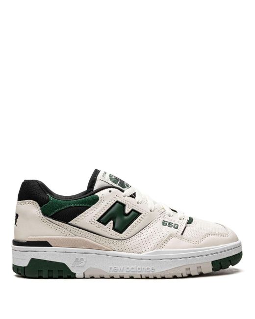 New Balance White 550 Sea Salt Pine Green Sneakers