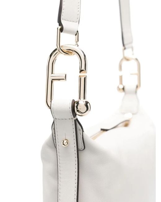 Furla White Arch-Link Zipped Shoulder Bag
