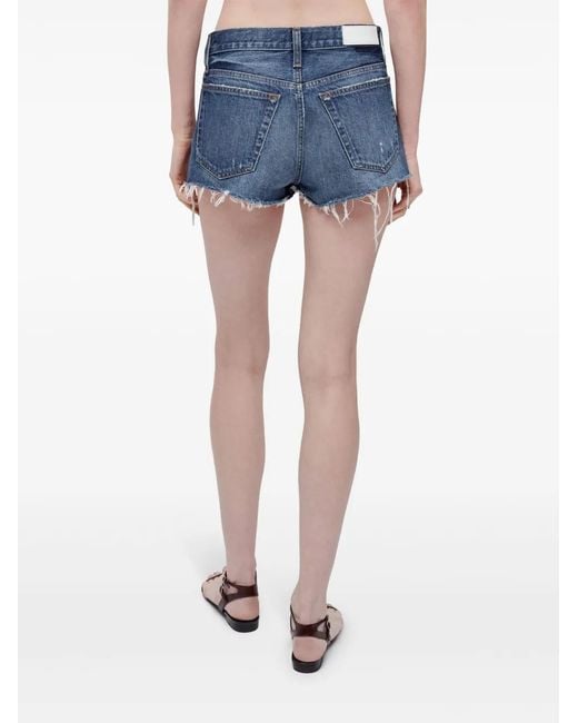 Re/done Blue Mid-Rise Denim Shorts