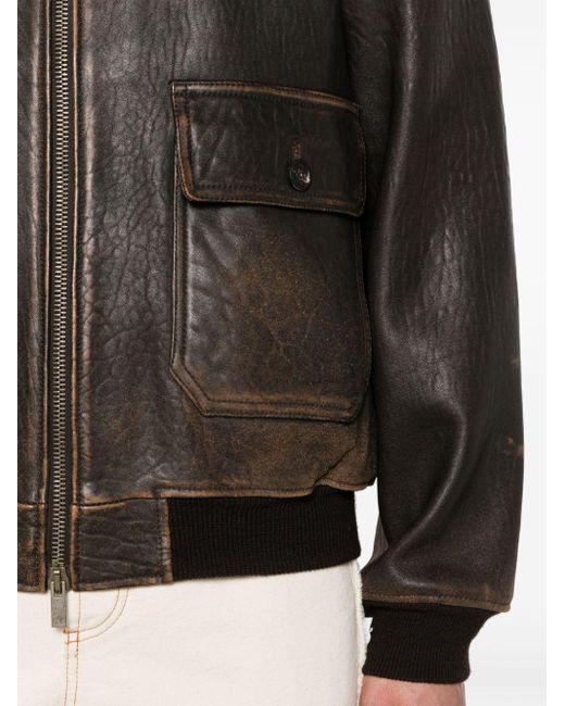 Golden Goose Deluxe Brand Black Brown Aviator Leather Jacket for men