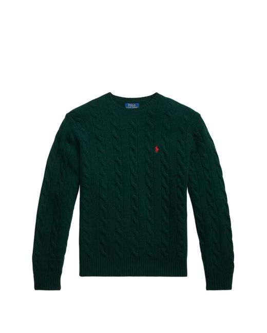 Polo Ralph Lauren Green Cable-Knit Embroidered-Logo Sweater for men
