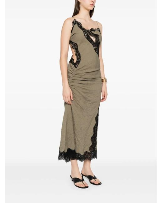 dress with lace details Mocha Brown Lace Balloon Sleeve Long Dress – Vintage Fairytale Style Brown / M main image 0