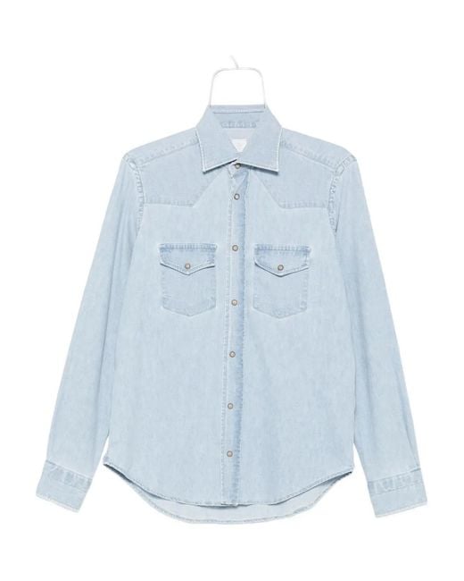 Eleventy Blue Double-Pocket Denim Shirt for men