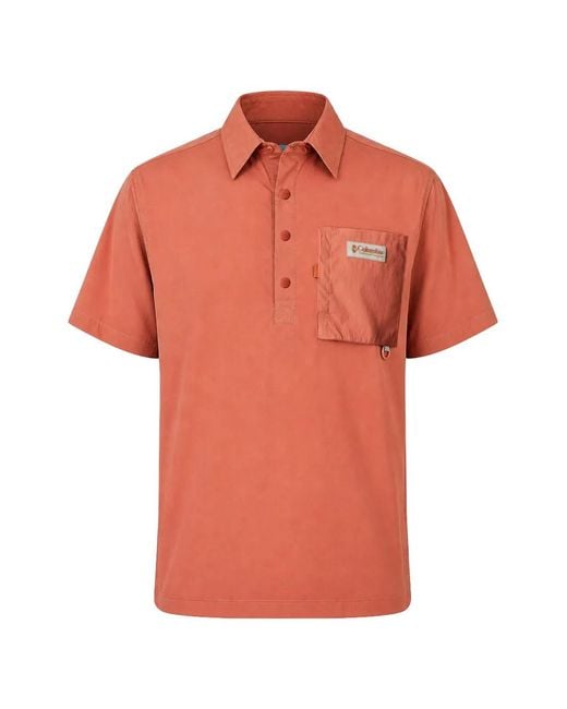 Columbia Orange Cove Beach Logo-Patch Chest-Pocket Shirt for men