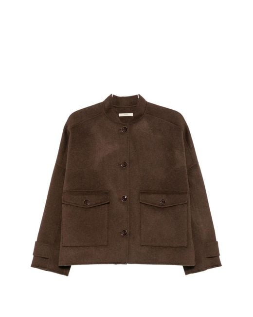 Sessun Brown Button-Up Boxy Jacket