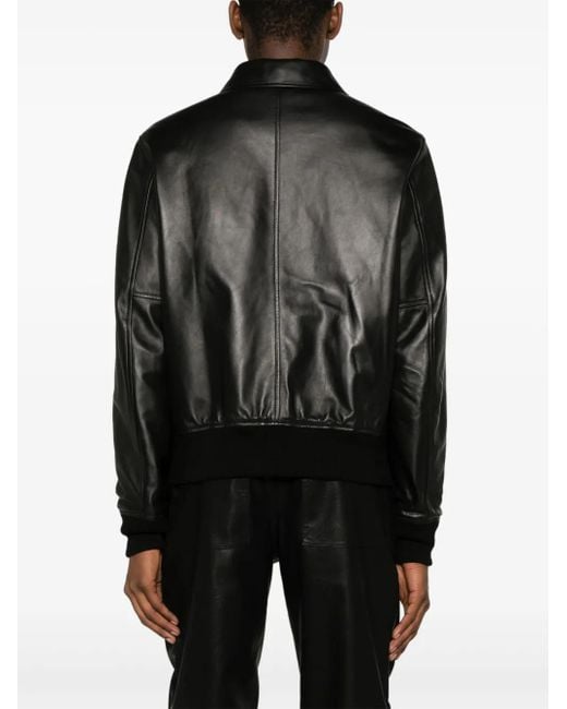 Givenchy Black Reversible Leather Bomber Jacket for men
