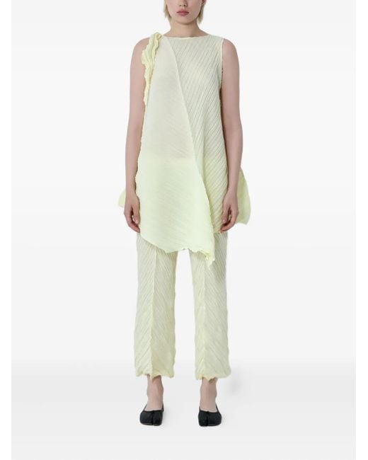 Issey Miyake White Wrinkled And Twisted Asymmetric Dress