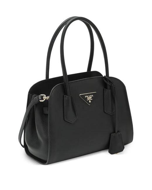 Bolso Shopper Con Logo Triangular Prada de color Black