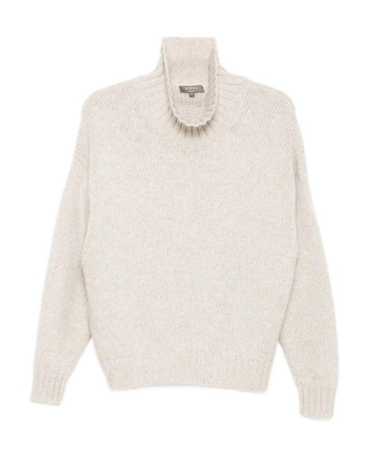 Cashmere Women's White Chunky Funnel Neck Sweater