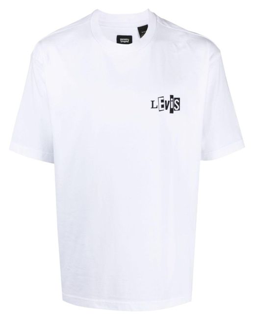 Levi's White Logo-print Cotton-blend T-shirt for men