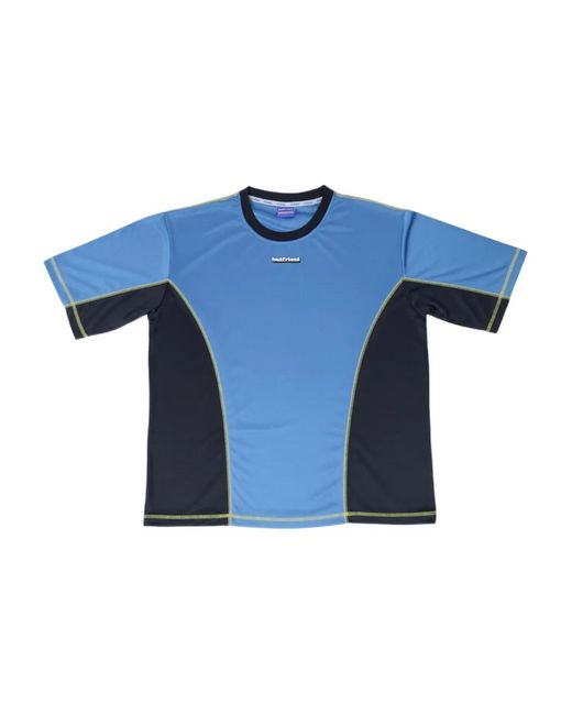 Badfriend Blue Contrast-Panels Logo-Motif T-Shirt for men