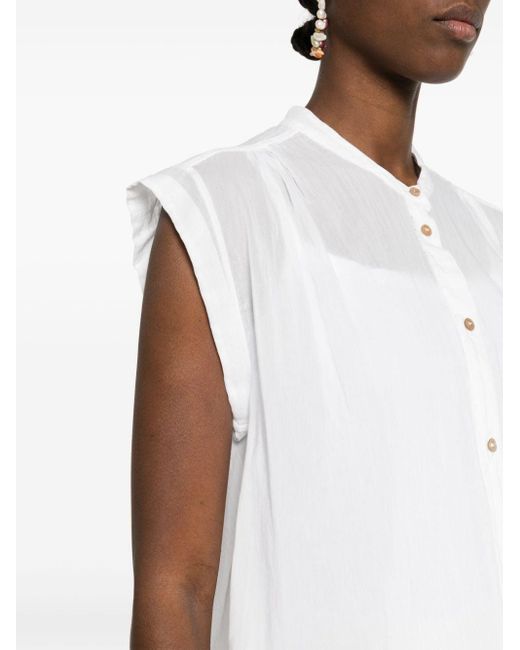 Forte Forte White Ärmelloses Hemd mit transparentem Schnitt