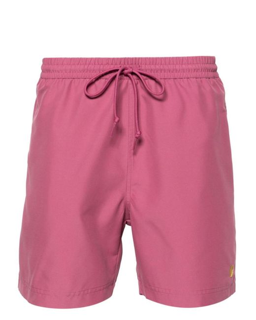 Carhartt Pink Chase Logo-embroidered Swim Shorts for men