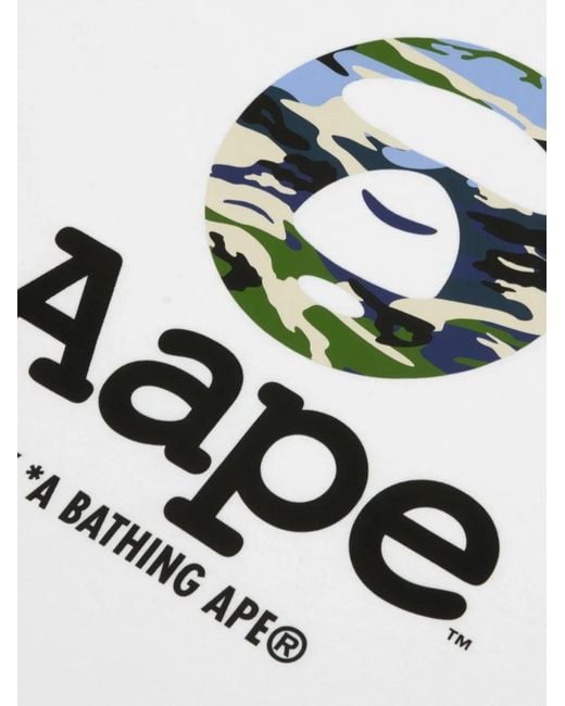 Aape By A Bathing Ape White Camouflage Graphic T-Shirt for men