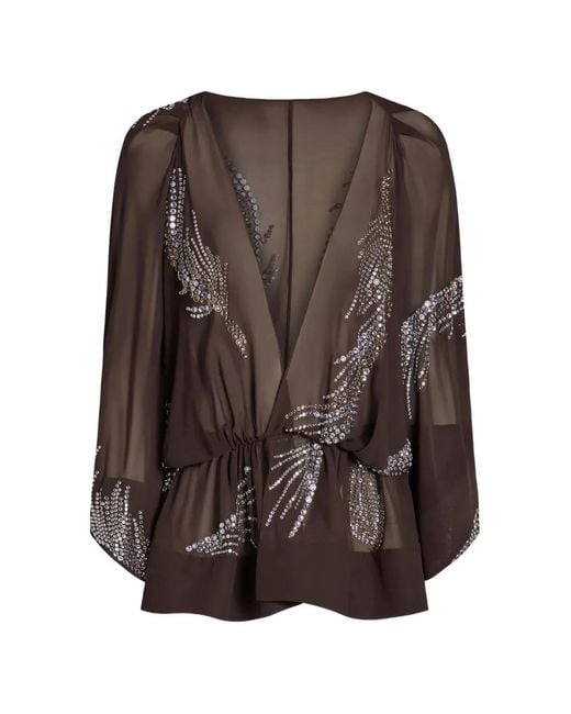 16Arlington Brown Tula Embellished Long-Sleeve Top