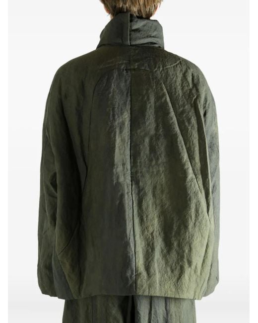 Ziggy Chen Green Buttoned Funnel-Neck Jacket for men