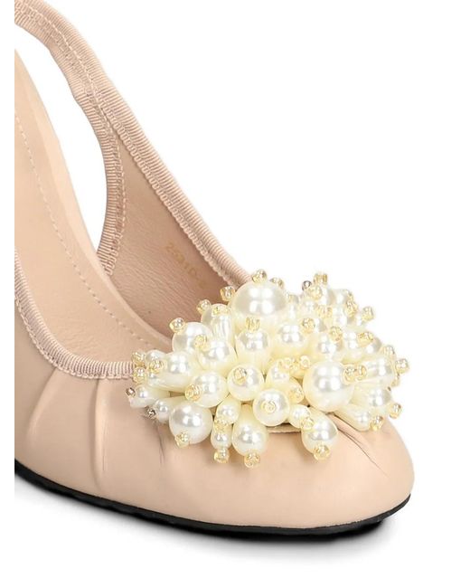 GOLD&ROUGE White Pipoca Pearls-Detail Embellished Pumps