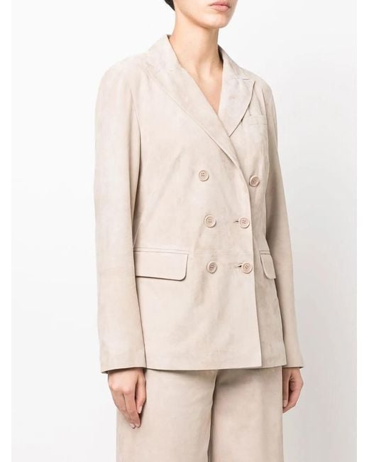 Desa Nineteenseventytwo Natural Double-Breasted Fitted Blazer